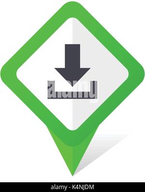 Download green square pointer vector icon in eps 10 on white background with shadow. Stock Vector
