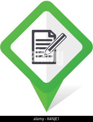 Subscribe green square pointer vector icon in eps 10 on white background with shadow. Stock Vector