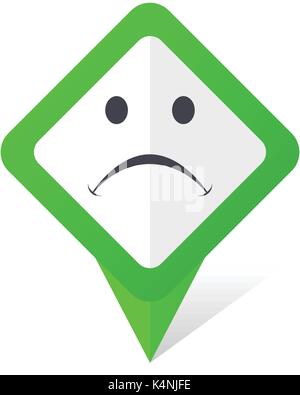 Cry green square pointer vector icon in eps 10 on white background with shadow. Stock Vector