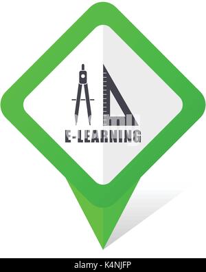Learning green square pointer vector icon in eps 10 on white background ...