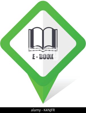 Book green square pointer vector icon in eps 10 on white background with shadow. Stock Vector