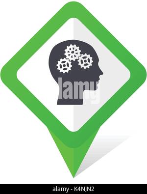 Head green square pointer vector icon in eps 10 on white background with shadow. Stock Vector