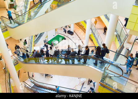 SOFIA, BULGARIA - OCT 15, 2016: People at Serdika Center in Sofia. Serdika Center Sofia is a shopping mall, opened in the spring of 2010 and has more  Stock Photo