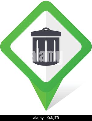 Recycle green square pointer vector icon in eps 10 on white background with shadow. Stock Vector