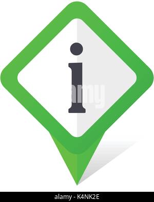 Information green square pointer vector icon in eps 10 on white background with shadow. Stock Vector