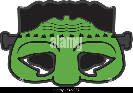 Halloween concept Frankenstein monster mask in cartoon style for print