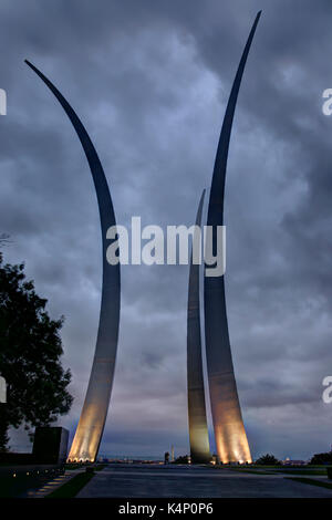 Arlington VA, USA - June 24 2016:  Air Force Memorial in Arlington Virginia honors the personnel of the United States Air Force. Stock Photo