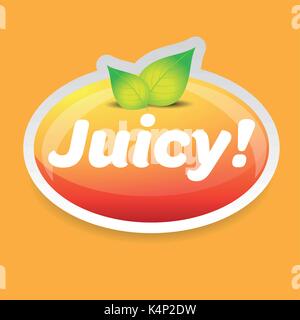 Juicy sign vector label with leaves Stock Vector