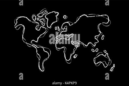 World map illustration template in hand drawn style, concept doodle design with abstract continent shapes. EPS10 vector. Stock Vector