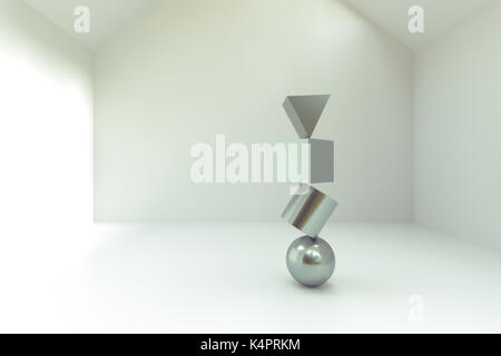 3D rendering of abstract polygon blocks Stock Photo