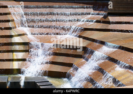 Photo of moving water at the Fort Worth Water Gardens. Stock Photo