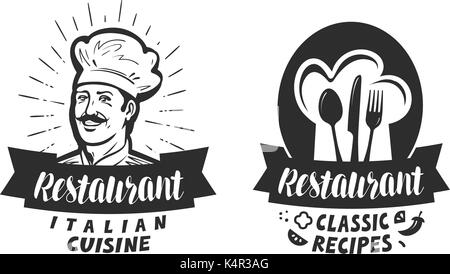 Restaurant logo. Eatery, diner, bistro label. Lettering vector illustration Stock Vector