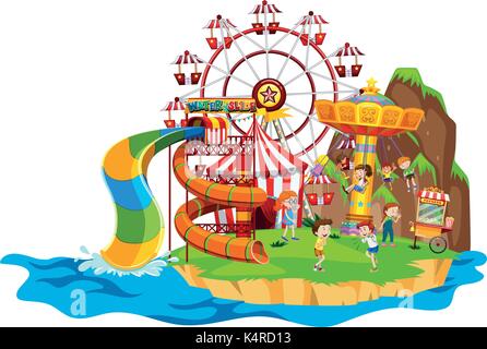 Scene with children playing rides Stock Vector Image & Art - Alamy