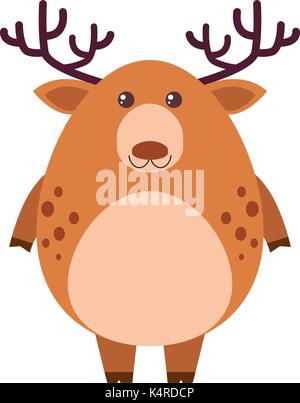 Cute deer on white background illustration Stock Vector