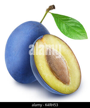 Blue plum isolated on white background with clipping path Stock Photo