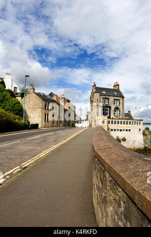 Road leading to cobbled High Street in South Queensferry near Edinburgh, Scotland, United Kingdom Stock Photo