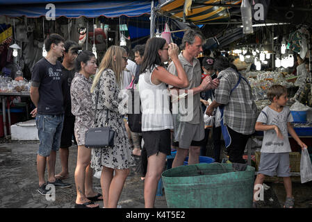 Thailand street food market with queuing customers. Thailand Southeast Asia Stock Photo