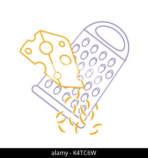 Grating cheese icon in line style isolated on white background. Pizza and pizzeria symbol  vector illustration. Stock Vector