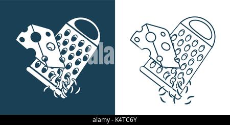 Grating cheese icon in line style isolated on white background. Pizza and pizzeria symbol  vector illustration. Stock Vector