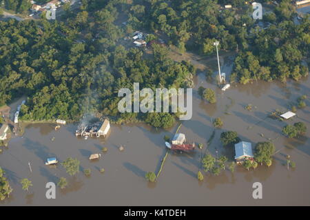 An Aerial View of Flooding in Beaumont, Texas caused by Hurricane Harvey Stock Photo