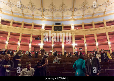 audience and interior of the Festspielhaus opera theatre, Bayreuth Opera Festival 2017, Bavaria, Germany Stock Photo