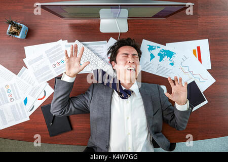 Top view of Japanese businessman in the office Stock Photo