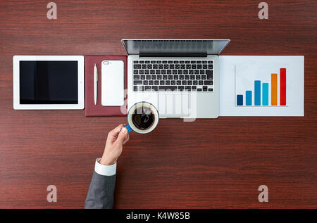 Top view of Japanese businessman in the office Stock Photo