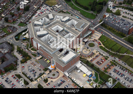 aerial view of new green belt housing development, Yorkshire, UK Stock Photo