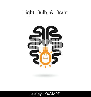 Creative light bulb and human brain abstract vector design banner template.Corporate business industrial creative logotype symbol. Business and indust Stock Vector