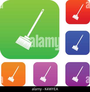 Broom set collection Stock Vector
