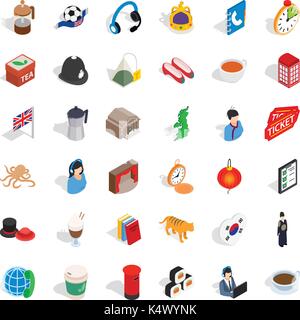 Press icons set, isometric style Stock Vector
