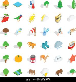 Elephant icons set, isometric style Stock Vector