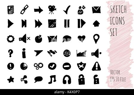 Hand draw doodle business icon set. collection of business icons, sketched elements Stock Vector