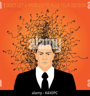 trouble concept, angry businessman icon with Failure and irritation problem vector concept Stock Vector