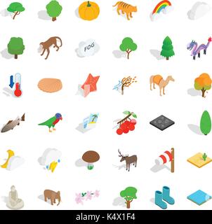 Zoo icons set, isometric style Stock Vector