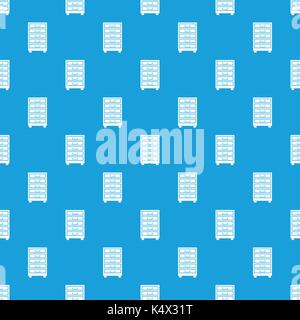 Wooden cabinet with drawers pattern seamless blue Stock Vector