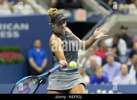 New York, United States. 06th Sep, 2017. Madison Keys of USA returns ball during match against Kaia Kanepi of Estonia at US Open Championships at Billie Jean King National Tennis Center Credit: Lev Radin/Pacific Press/Alamy Live News Stock Photo