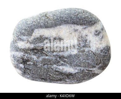 macro shooting of natural mineral rock - specimen of greywacke stone(variety of sandstone) isolated on white background Stock Photo