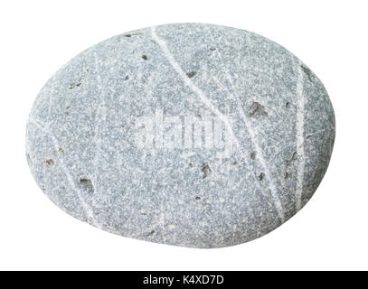 macro shooting of natural mineral rock - tumbled graywacke stone(variety of sandstone) isolated on white background Stock Photo