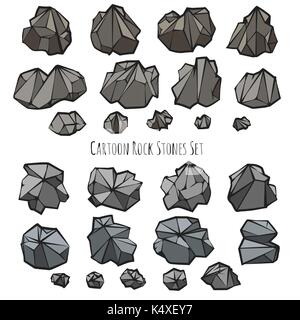 Set of sharp rock stones drawn in cartoon style. Vector illustration Stock Vector