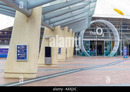 London, UK - August 15, 2017 - Peninsula Square leading to The O2 Arena entrance, a large entertainment venue on the Greenwich peninsula Stock Photo