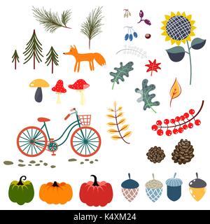Autumn fall clip art vector illustrations. Stock Vector