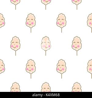 Cotton candy kawaii seamless vector pattern. Stock Vector