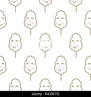 Cotton candy fun fluffy seamless vector pattern. Stock Vector
