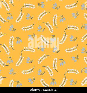 Barberry and rowan berry yellow seamless vector pattern. Stock Vector