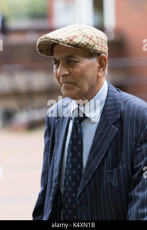 Kailash Chander, 79, leaves Coventry Magistrates' Court where he is charged with two counts of causing death by dangerous driving and causing serious injury by dangerous driving. The charges relate to a crash in Trinity Street, Coventry, in October 2015 which resulted in the death of eight-year-old Rowan Fitzgerald, a passenger on the bus, and pedestrian Dora Hancox. Stock Photo