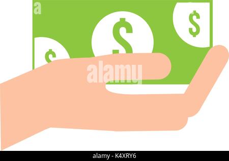 hand holding baknote cash payment Stock Vector
