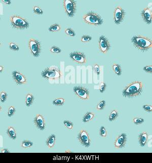 Female eyes seamless pattern Stock Vector