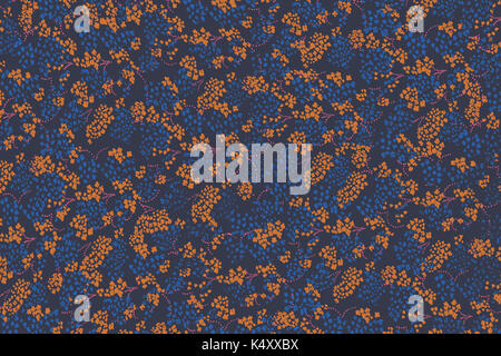 Cute tiny flowers on deep blue seamless pattern background Stock Photo