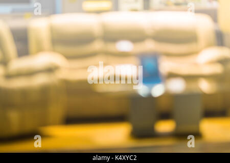 Blurred home furniture store background on a shopping mall. Stock Photo